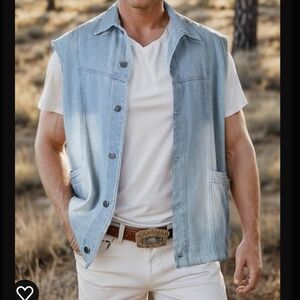 Sungerdasa Men's Sleeveless  Vest Denim Jacket  Cowboy Casual Sixe L.